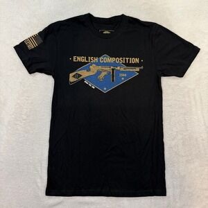 NEW Zero Foxtrot T Shirt Mens Small Black Skull English Composition 1944 ZF Flex